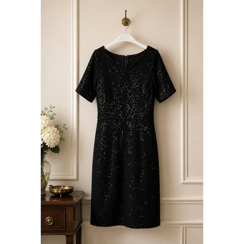 Banana Republic Sequin Cocktail Dress Wool Blend Holiday Party Evening Sheath 12